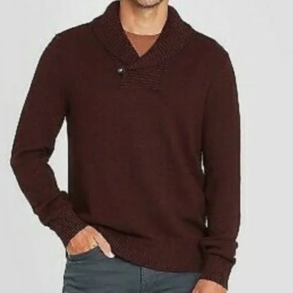 Goodfellow & Co Mens' Pullover Shawl Sweater Burgundy M, XXL - Picture 1 of 4